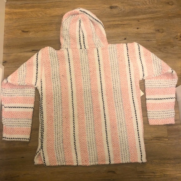 Nwt Earth Ragz Baja Sweater Pink Stripe Pullover Oversized Hoodie Sz Small - Picture 2 of 7